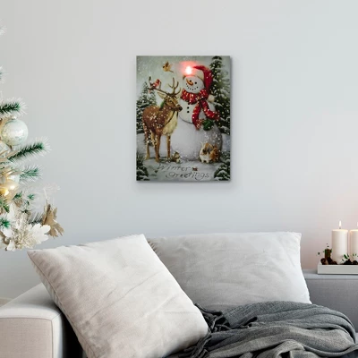 Northlight LED Lighted Snowman And Reindeer Christmas Canvas Wall Art 15.75" X 11.75" 3 Northlight LED Lighted Snowman And Reindeer Christmas Canvas Wall Art 15.75" X 11.75"