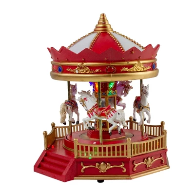 Northlight 9.25" LED Lighted Animated And Musical Carousel Christmas Village Display Piece 4 Northlight 9.25" LED Lighted Animated And Musical Carousel Christmas Village Display Piece - Image 2