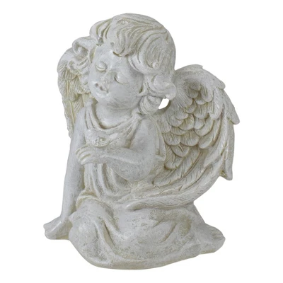 Northlight 6" Ivory Sitting Angel With Bird Outdoor Garden Statue 6 Northlight 6" Ivory Sitting Angel With Bird Outdoor Garden Statue - Image 4
