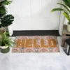 Northlight Brown And Pink "Hello" Floral Coir Outdoor Doormat 18" X 30" -Northlight Store GUEST 9dc5cf79 b35d 40e8 9173 3a97a2fb1efc