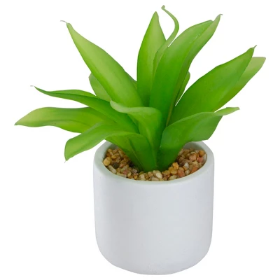 Northlight 8" Green Artificial Aloe Plant In A White Pot 4 Northlight 8" Green Artificial Aloe Plant In A White Pot - Image 2