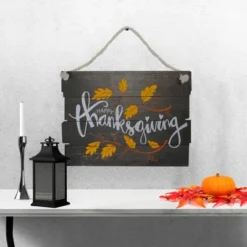 Northlight 15" Wooden 'Happy Thanksgiving' Hanging Wall Sign