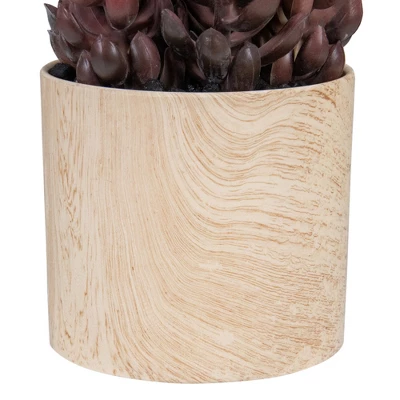 Northlight 7" Purple Artificial Succulent In Faux Wood Pot 4 Northlight 7" Purple Artificial Succulent In Faux Wood Pot - Image 2