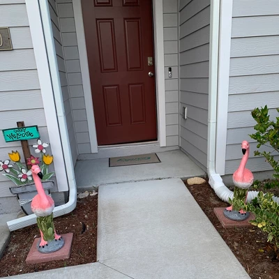 Northlight 25" Standing Pink Flamingo Outdoor Garden Statue 4 Northlight 25" Standing Pink Flamingo Outdoor Garden Statue - Image 2