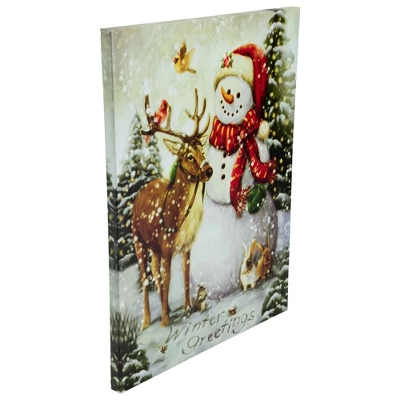 Northlight LED Lighted Snowman And Reindeer Christmas Canvas Wall Art 15.75" X 11.75" 5 Northlight LED Lighted Snowman And Reindeer Christmas Canvas Wall Art 15.75" X 11.75" - Image 3