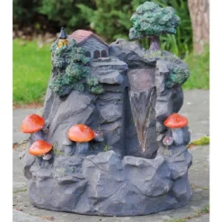 Northlight 24.5" Solar LED Lighted Mushrooms By Waterfall Outdoor Patio Garden Water Fountain -Northlight Store GUEST aa27bb02 3866 47bc b763 f96808903658