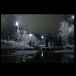 Northlight 23.5" LED Lighted Nighttime City Park Winter Scene Canvas Wall Art