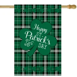 Northlight Happy St. Patrick's Day Plaid Outdoor House Flag 28" X 40"