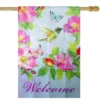 Northlight Welcome Hummingbird Floral Outdoor House Flag 28" X 40"