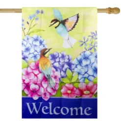 Northlight Welcome Floral Hummingbird Outdoor House Flag 28" X 40"