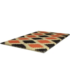 Northlight Orange And Black Diamond Pattern With Cream Accent Autumn Doormat 18" X 30"