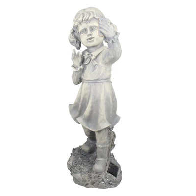 Northlight 18" Distressed Gray Girl With Cell Phone Solar Powered LED Lighted Outdoor Patio Garden Statue 3 Northlight 18" Distressed Gray Girl With Cell Phone Solar Powered LED Lighted Outdoor Patio Garden Statue