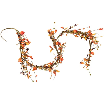 Northlight 5' X 6" Fall Harvest Berries And Leaves Twig Artificial Garland, Unlit 4 Northlight 5' X 6" Fall Harvest Berries And Leaves Twig Artificial Garland, Unlit - Image 2