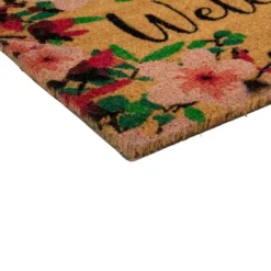 Northlight Natural Coir Blossoming Floral Outdoor Rectangular "Welcome" Doormat 18" X 30" -Northlight Store GUEST c641e78f 88f0 4bdc 804c 89cb0f0ff359