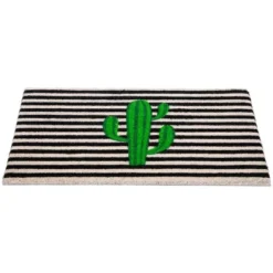 Northlight Green Cactus Striped Natural Coir Outdoor Doormat 18" X 30" -Northlight Store GUEST ca319498 e0c8 42f8 a889 2375bdc0b1db