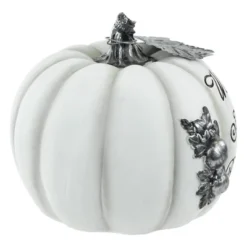 Northlight 8" White And Black "Warm Harvest Blessing" Pumpkin Fall Harvest Decoration -Northlight Store GUEST cade062a 59a8 4c1b 85f2 ff95ef06acfb