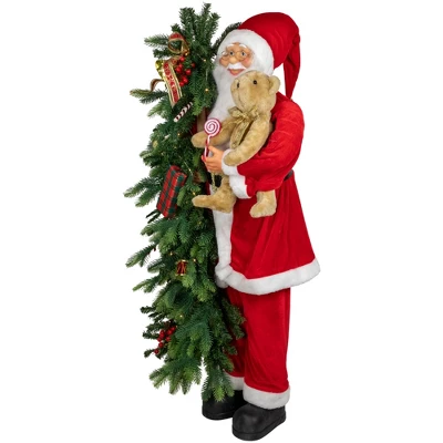 Northlight 48" Musical Santa Claus With Lighted Christmas Tree And Teddy Bear Standing Christmas Figure 4 Northlight 48" Musical Santa Claus With Lighted Christmas Tree And Teddy Bear Standing Christmas Figure - Image 2
