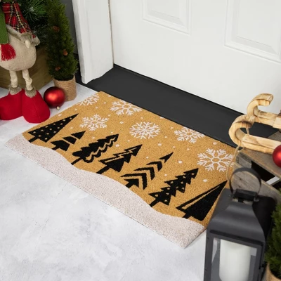Northlight Trees And Snowflakes Natural Coir Christmas Outdoor Doormat 18" X 30" 4 Northlight Trees And Snowflakes Natural Coir Christmas Outdoor Doormat 18" X 30" - Image 2