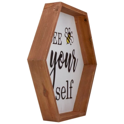 Northlight 16" Wooden Framed "Bee Yourself" Metal Sign Spring Wall Or Tabletop Decor 4 Northlight 16" Wooden Framed "Bee Yourself" Metal Sign Spring Wall Or Tabletop Decor - Image 2