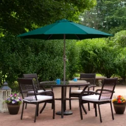 Northlight 6.5' Octagon Outdoor Patio Market Umbrella With Hand Crank - Hunter Green