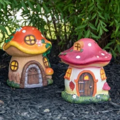 Northlight 6.25" Red Mushroom House Outdoor Garden Statue -Northlight Store GUEST d8310445 254d 441c bb0e fb56e186bc68