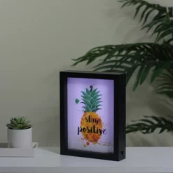 Northlight 9” LED Lighted 'Stay Positive' Pineapple Framed Light Box -Northlight Store GUEST e000a12e 4f85 44ae bf25 42ddc11f3e4f