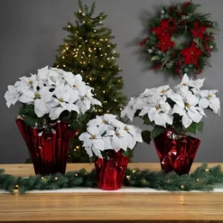 Northlight 26" White Artificial Christmas Poinsettia In Red Wrapped Base -Northlight Store GUEST e5ef3324 e5b4 446d 91f6 402b65557ec8 2