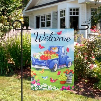 Northlight Welcome Blue Pickup Truck With Spring Flowers Outdoor Garden Flag 12.5" X 18" 4 Northlight Welcome Blue Pickup Truck With Spring Flowers Outdoor Garden Flag 12.5" X 18" - Image 2
