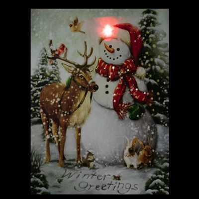 Northlight LED Lighted Snowman And Reindeer Christmas Canvas Wall Art 15.75" X 11.75" 4 Northlight LED Lighted Snowman And Reindeer Christmas Canvas Wall Art 15.75" X 11.75" - Image 2