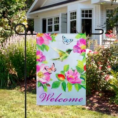 Northlight Welcome Hummingbird Floral Outdoor Garden Flag 12.5" X 18" 4 Northlight Welcome Hummingbird Floral Outdoor Garden Flag 12.5" X 18" - Image 2