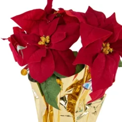 Northlight 16" Red Artificial Christmas Poinsettia Arrangement With Gold Wrapped Pot -Northlight Store GUEST f5e0f2b5 ac52 4c24 b25e 3663c216e5d7