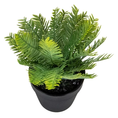 Northlight 7.5" Green Artificial Yew Plant In Black Pot 6 Northlight 7.5" Green Artificial Yew Plant In Black Pot - Image 4
